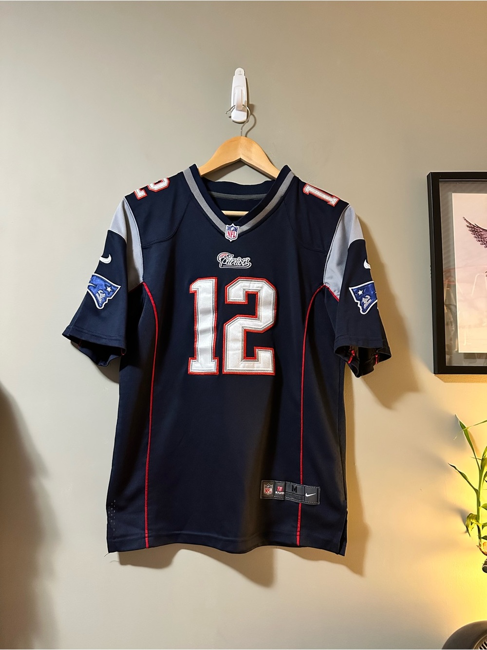 Nike womens Navy New England Patriots Football Jersey with White & Red Accents
